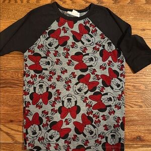 Disney Kids Minnie Mouse Long Sleeve Tee - Red, Black, and Gray